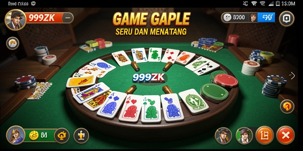 Gameplay menarik 999ZK menampilkan keseruan bermain Gaple.