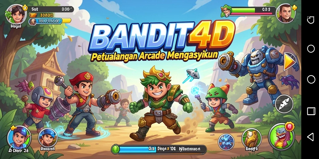 Tampilan gameplay seru dari BANDIT4D dalam aksi arcade yang memikat.