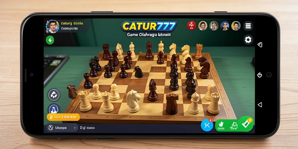 Screenshot utama CATUR777 menampilkan momen intens pertandingan catur.