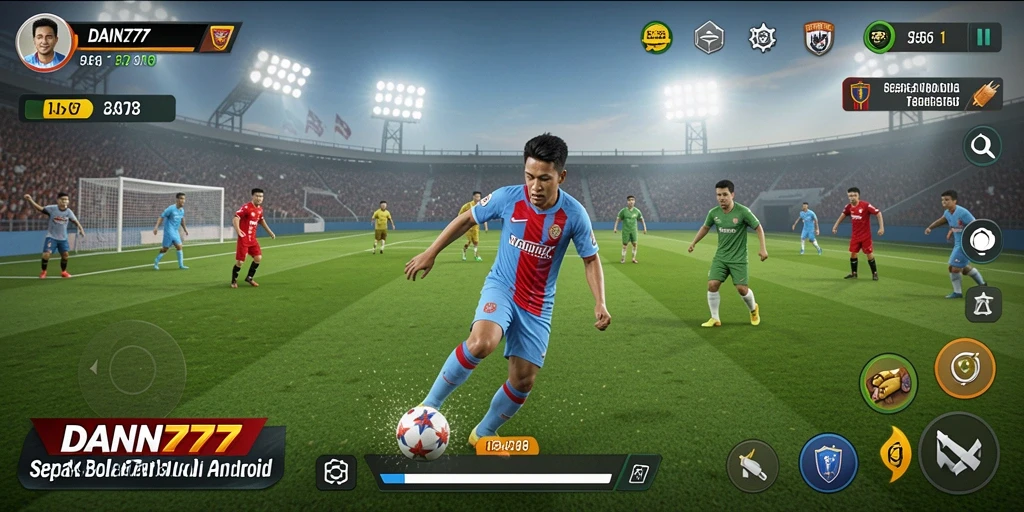 Screenshot gameplay menarik dari DAN777 dengan aksi sepak bola nyata.