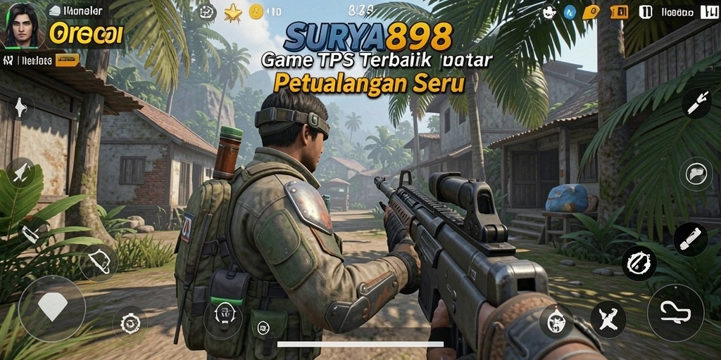 Tangkapan layar gameplay SURYA898 yang menampilkan aksi TPS seru.