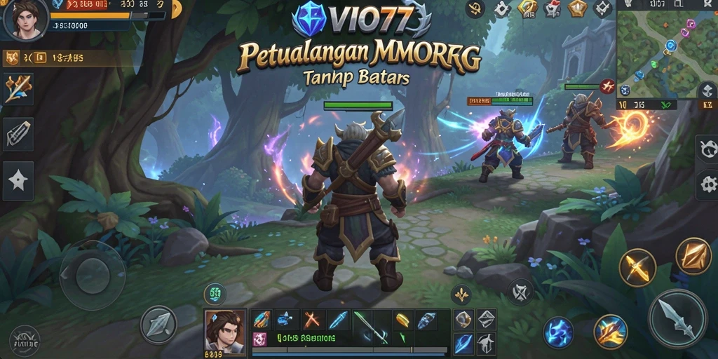 Tampilan screenshot VIO77 menampilkan aksi pertempuran epik dalam dunia MMORPG.