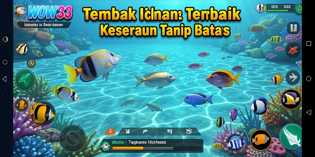 Tampilan gameplay WOW33 dengan aksi menembak ikan yang seru.